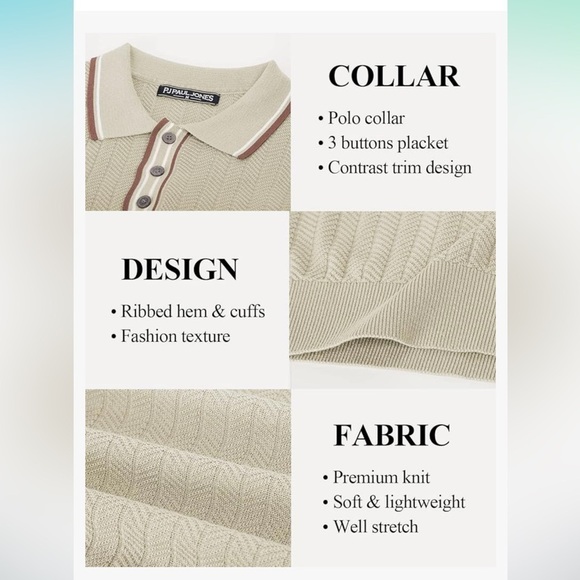 PJ PAUL JONES Men’s Knitted Polo Short Sleeve Textured Pullover Golf Shirt Sz XL - Picture 8 of 14